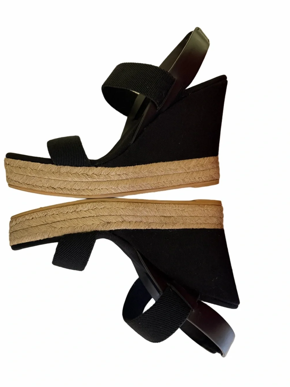 Tory Burch 120MM Two-Band Wedge Sling Back Black Size 9.5